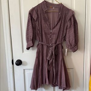Free People Mauve Lace Mini Dress